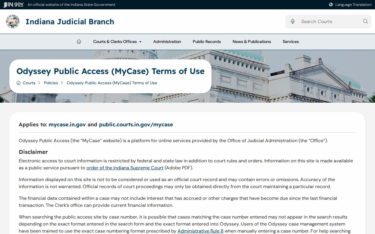Clinton County court dates MyCase terms