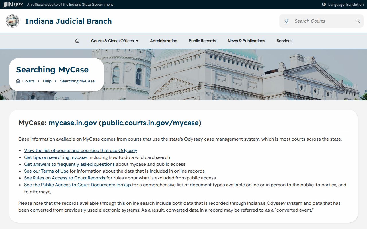 Official MyCase help for Clinton County civil dockets