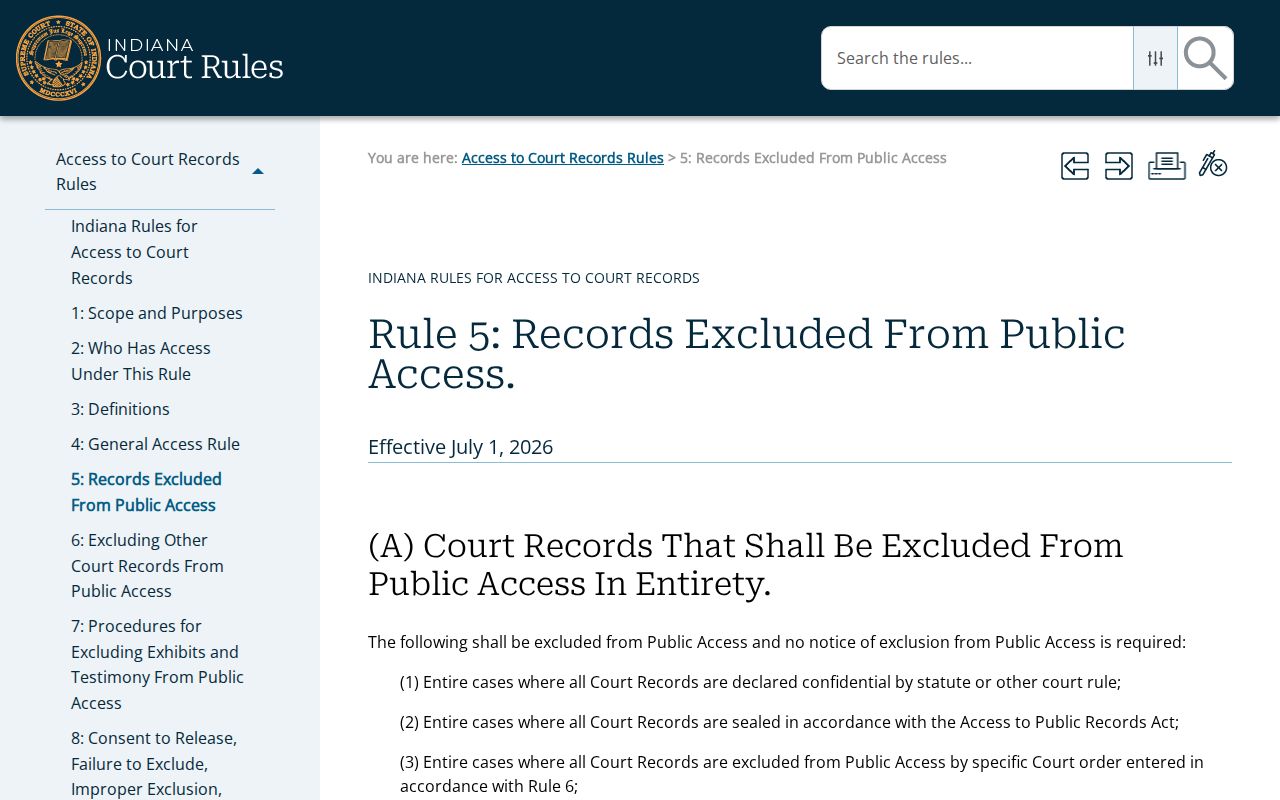 Clinton County restricted case search Access Rule 5