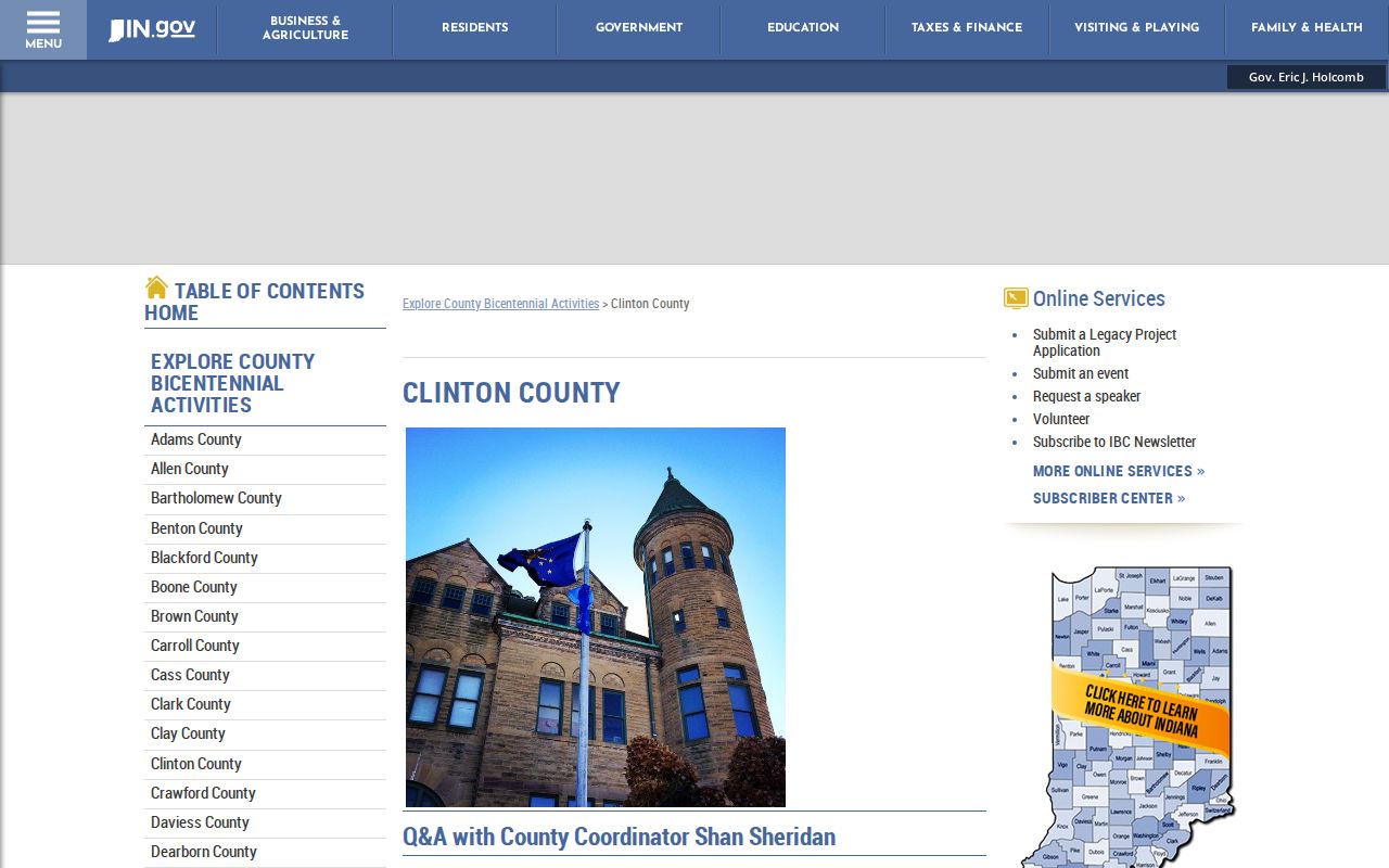 Indiana history page about Frankfort and Clinton County public buildings