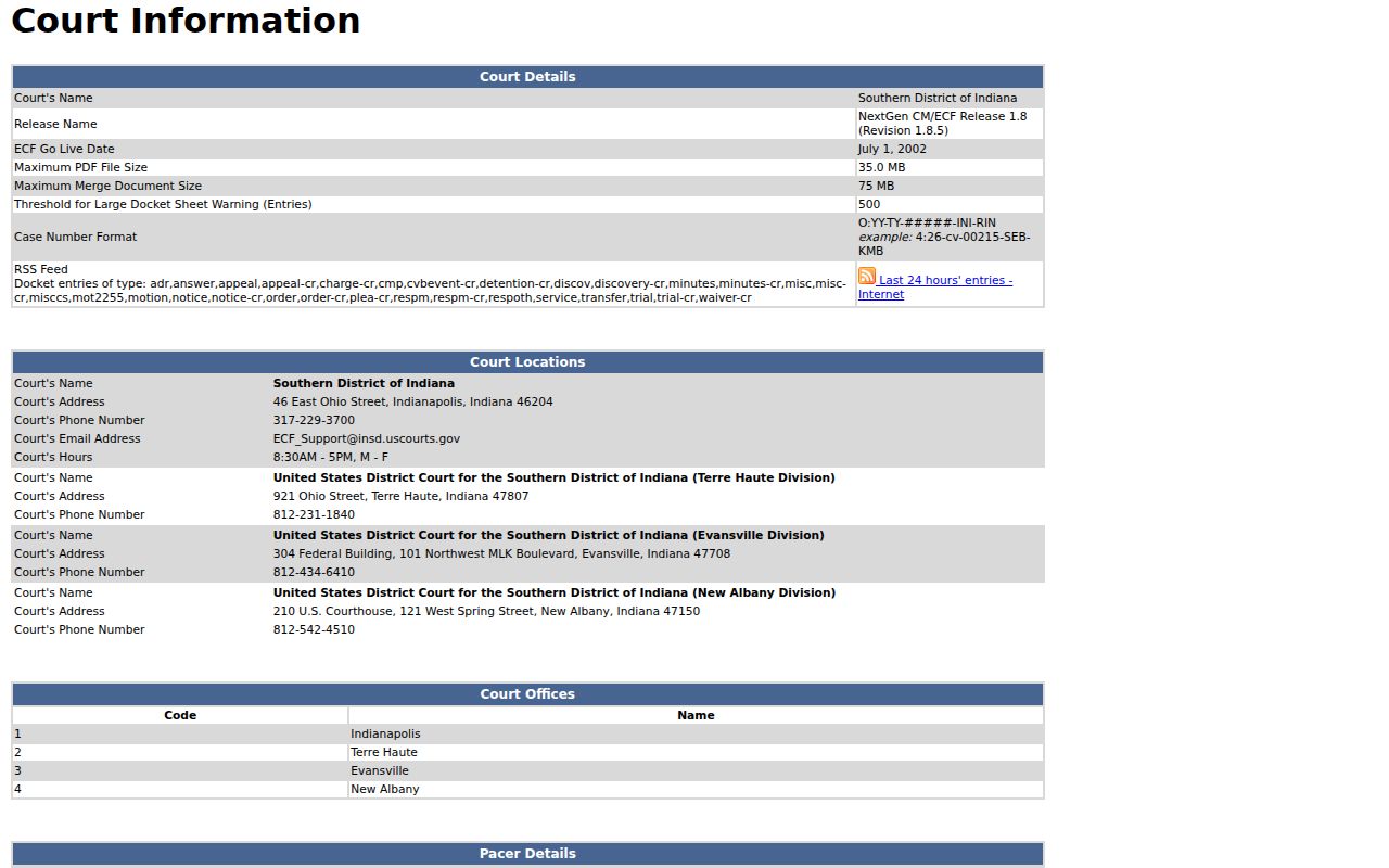 Federal docket system context for a Mulberry court record