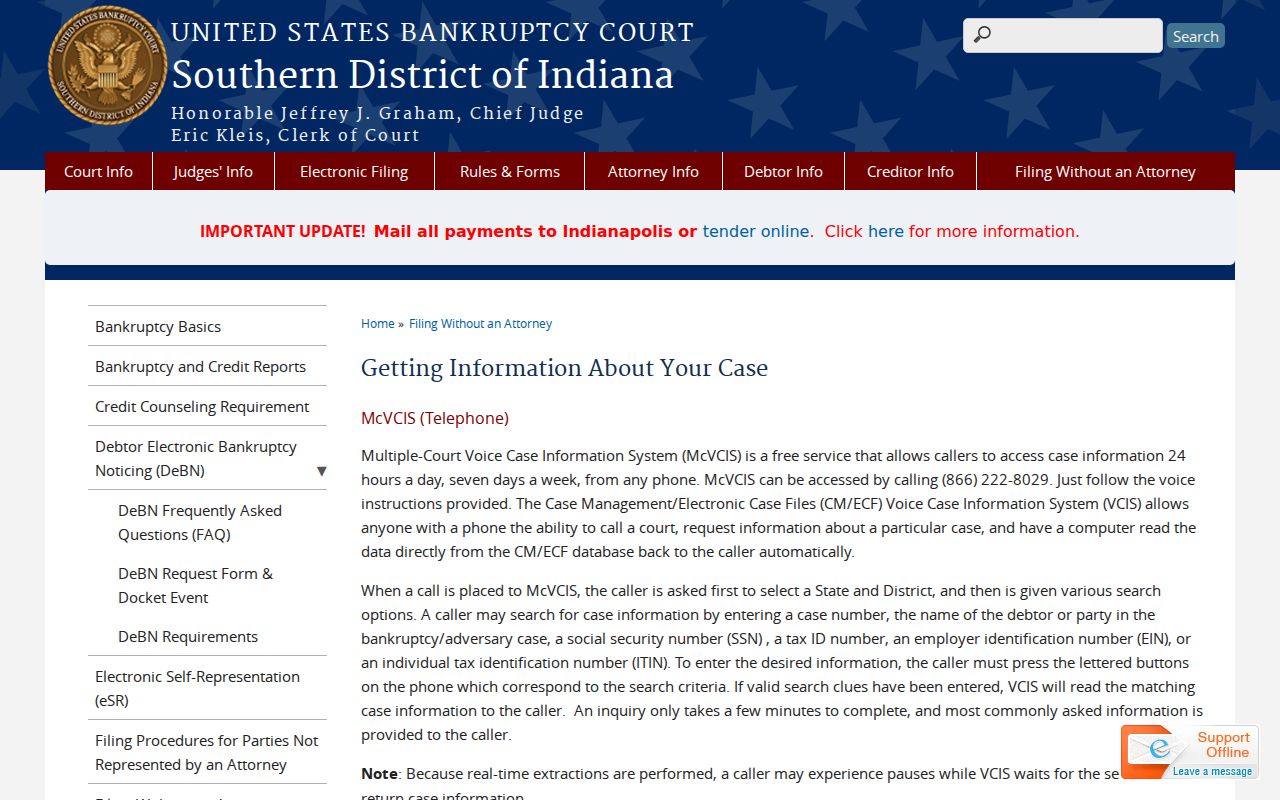 Bankruptcy case access choices for Mulberry court records