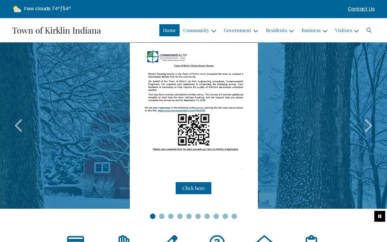 Kirklin town website used to distinguish town contacts from Rossville court records