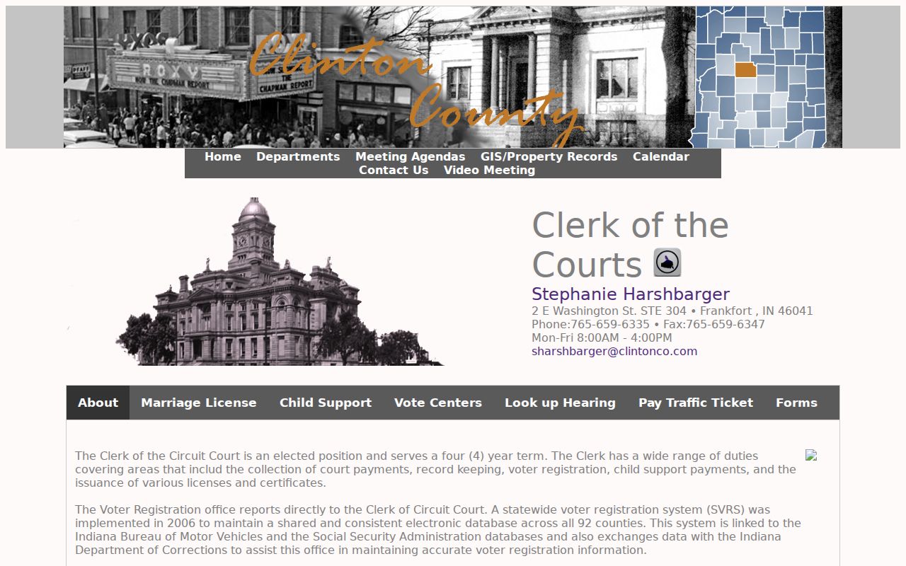 Clinton County court docket clerk hearing tools