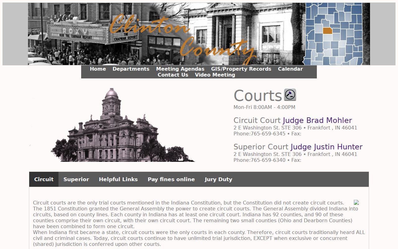 Clinton County court docket courts page
